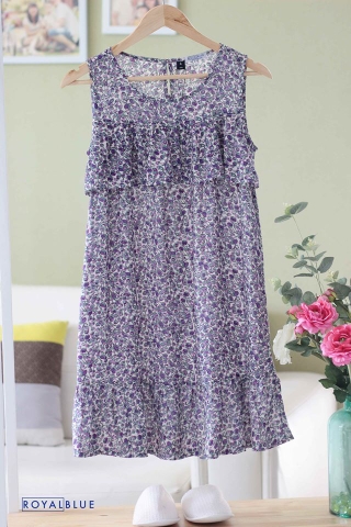 Đầm Nền TRắng Quả Tím