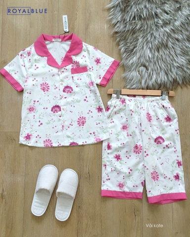 Lửng pijama trắng hoa tím