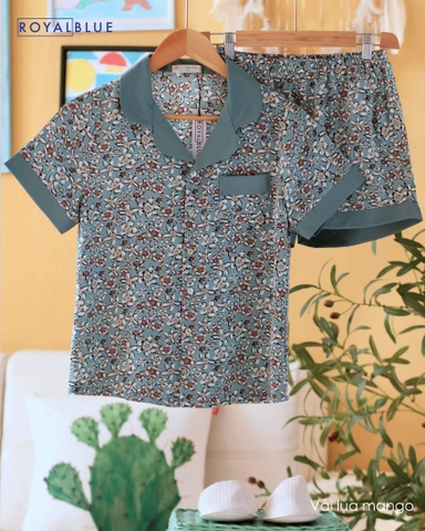 Đùi pijama xanh ngọc hoa