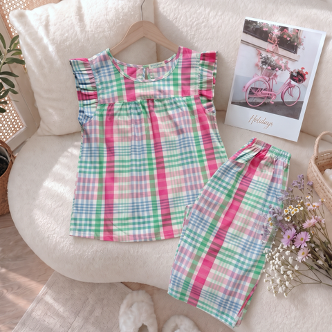 Lửng cánh tiên coton, karo hồng xanh