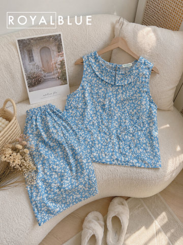 Lửng cổ bèo cotton, hoa xanh trắng