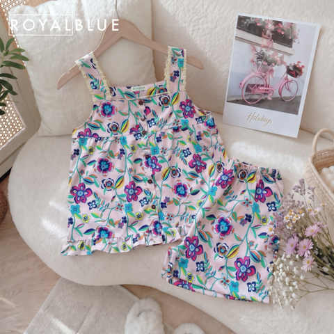 Đùi dây bản phối ren cotton, hoa tím