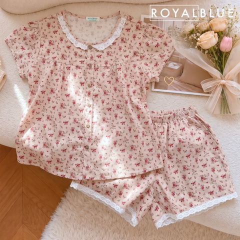 Đùi cổ ren nút gỗ chất cotton mềm, nhí hồng