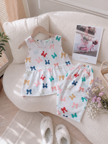 Lửng sát tay mango, nơ sắc màu