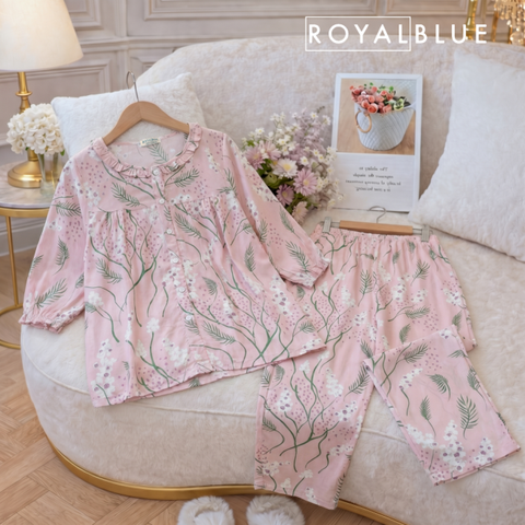 Ngố tay lỡ viền cổ tôn, tím hoa lá