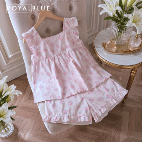 Đùi cổ vuông cotton, hoa hồng