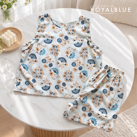 Đùi sát tay nẹp cotton, hoa trắng