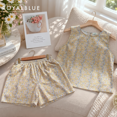 Đùi sát tay cotton, vàng hoa