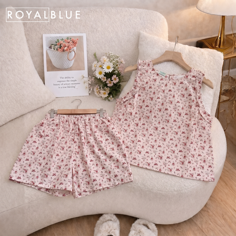 Đùi sát nách nẹp bèo cotton, nhí hồng ruốc