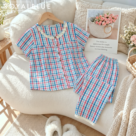 Dài cổ ren cotton, đỏ xanh