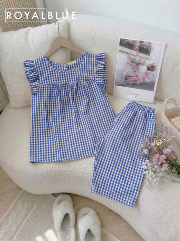 Lửng cánh tiên cotton, karo xanh