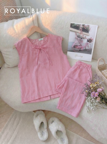 Ngố sát tay cotton nơ xinh, sọc đỏ