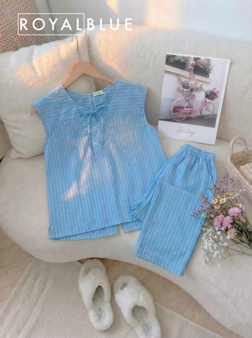 Ngố sát tay cotton nơ xinh, trắng xanh