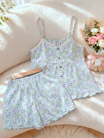 Đùi dây cotton ren, hoa tím