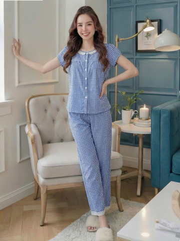 Ngố kate viền ren xinh, Karo xanh