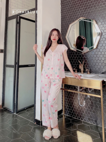 Bộ dài tim ren mango, tim hồng