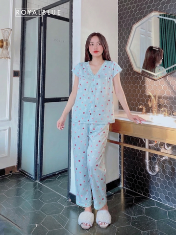 Bộ dài tim ren mango, hoa xanh