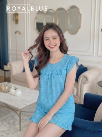 Đùi tay phồng cotton mềm, xanh nhí