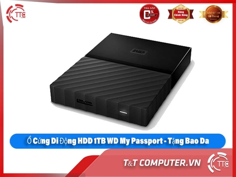 Ổ Cứng Di Động HDD 1TB WD My Passport - Tặng Bao Da 1