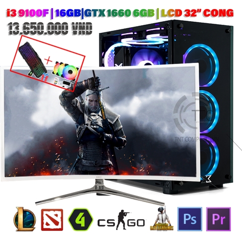 ICE4 TNT I3 9100F 4C 4.2GHz/ DDR4 16GB/ GTX 1660 6GB / LCD 32