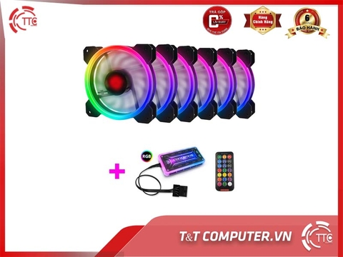 BỘ 6 Quạt Tản Nhiệt, Fan Case Coolmoon V2 LED RGB DUAL RING - KÈM BỘ HUB VÀ REMOTE