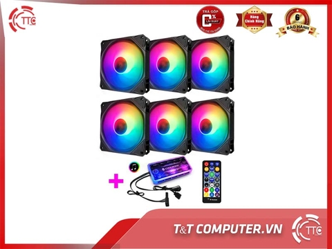 Bộ 6 Quạt Tản Nhiệt, Fan Case Coolmoon X Led RGB 16 Triệu Màu, 366 Hiệu Ứng - Kèm Bộ Hub Sync Main, Đổi Màu Theo Nhạc