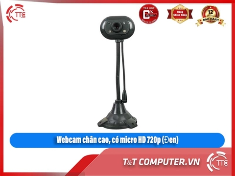 Webcam chân cao, có micro HD 720p (Đen)