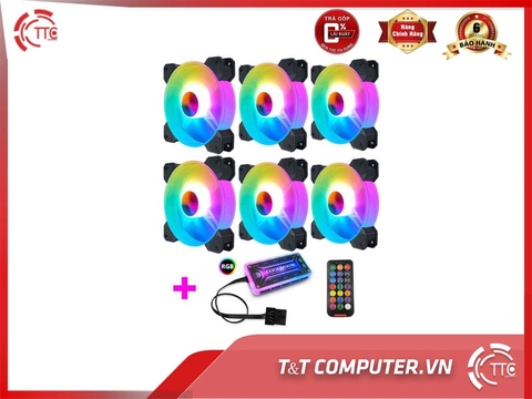 Bộ 6 Quạt Tản Nhiệt, Fan Case Coolmoon Y1 Led RGB 16 Triệu Màu, 366 Hiệu Ứng - Kèm Hub + Remote