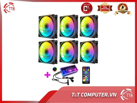 Bộ 6 Quạt Tản Nhiệt, Fan Case Led RGB Coolmoon U1 - Kèm Bộ Hub Sync Main, Đổi Màu Theo Nhạc