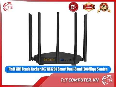 Phát Wifi Tenda Archer AC7 AC1200 Smart Dual-Band 1200Mbps 5 anten