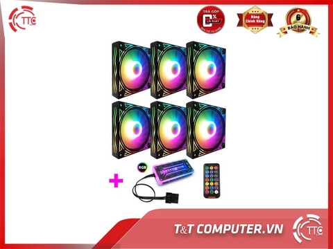 Bộ 6 Quạt Tản Nhiệt, Fan Case Led RGB Coolmoon X Plus - Kèm Hub + Remote