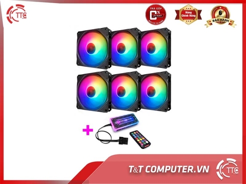 Bộ 6 Quạt Tản Nhiệt, Fan Case Coolmoon X Led RGB 16 Triệu Màu, 366 Hiệu Ứng - Kèm Hub + Remote