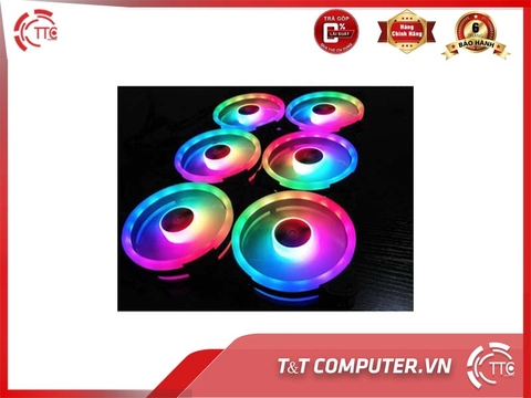 BỘ 6 Quạt Tản Nhiệt, Fan Case Coolmoon V4 Led RGB Dual Ring + Led Rainbow - Kèm Bộ Hub Và Remote