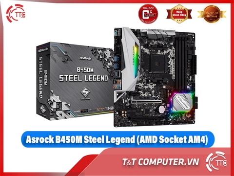 Mainboard ASROCK B450M STEEL LEGEND (AMD B450, Socket AM4, m-ATX, 4 khe RAM DDR4)