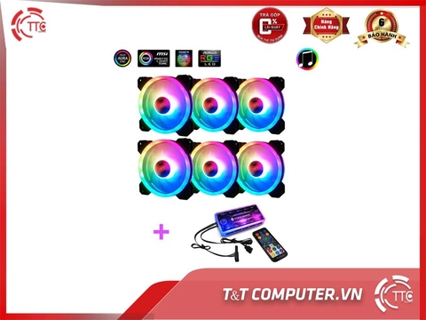 Bộ 6 Quạt Tản Nhiệt, Fan Case Coolmoon V4 - Kèm Bộ Hub Sync Main, Đổi Màu Theo Nhạc