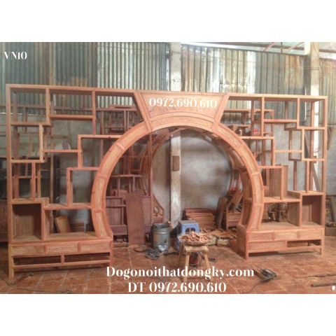 Vách Ngăn Phòng Khách Đẹp, Mẫu “Bình Phong” Gỗ Hương VN10