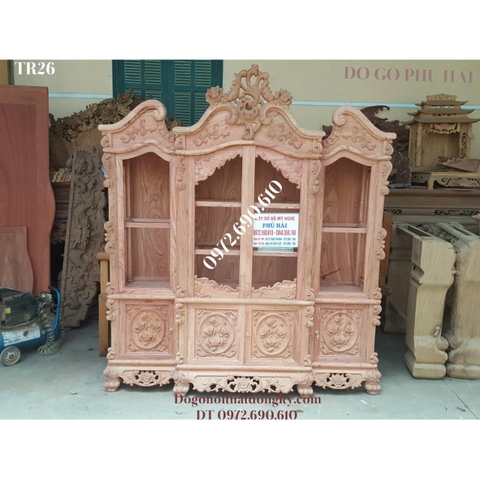 Mẫu Tủ Bày Rượu, Tủ Rượu Đẹp Gỗ Hương Sang Trọng TR26
