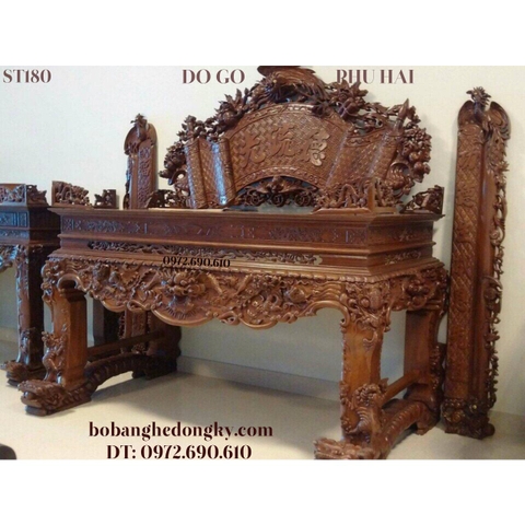 Mẫu Bàn Thờ Đẹp Chân Nghê Chạm Tứ Linh ST180