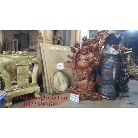 [ CẬN CẢNH ] Tượng Phật Di Lac Nguyên Khối Gỗ Ngọc Am Cao 2.17m DL01