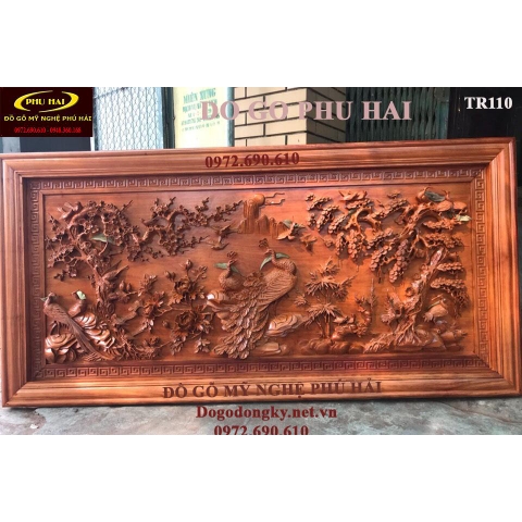 Tranh Chim Công, Tranh Gỗ Mỹ Nghệ Treo Tường Đẹp Tr110