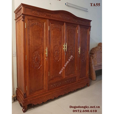 Bán Tủ Để Quần Áo 3 Buồng 4 Cánh Gỗ Gụ Tại Hải Phòng TA55