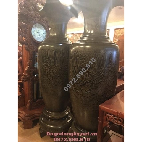 Đôi Lộc Bình Gỗ Mun Hoa 1.8m Dogodongky.net.vn LB58
