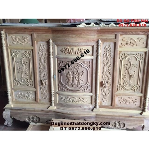 Tủ Thờ Gỗ Gụ Đẹp, Chạm Tam Đa, Hạc, Rồng TT44
