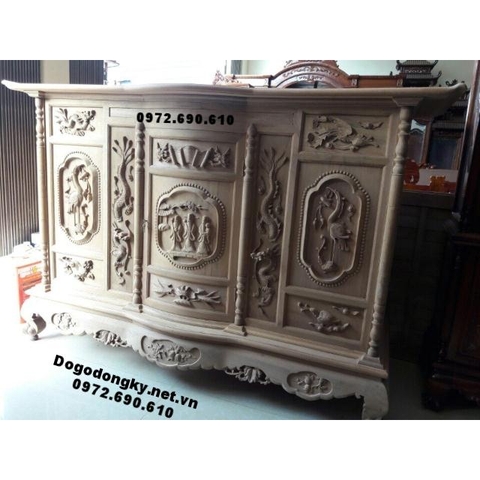 Tủ thờ chạm tam đa cham hạc gỗ gụ mật TT40