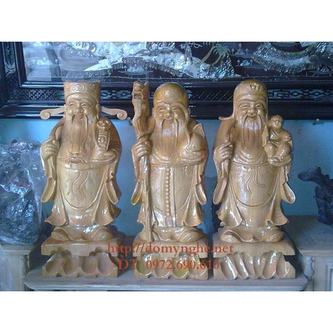 Bộ ba ông tam đa Phúc Lộc Thọ gỗ Pomu TĐ05