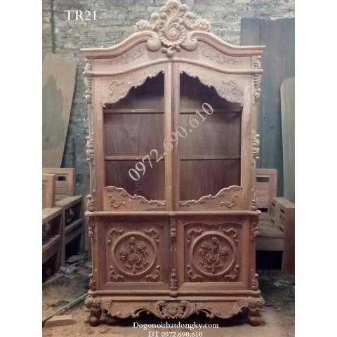 Mẫu Kệ Tủ Trưng Bày Rượu Đẹp & Ấn Tượng Gỗ Hương TR21