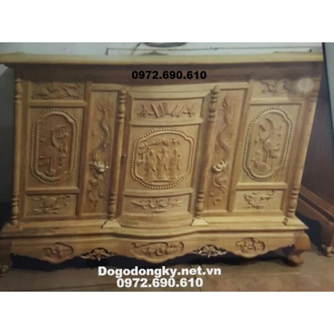 Tủ Thờ Đẹp, Tủ Thờ Gỗ Gụ Mật Chạm Hạc TT43