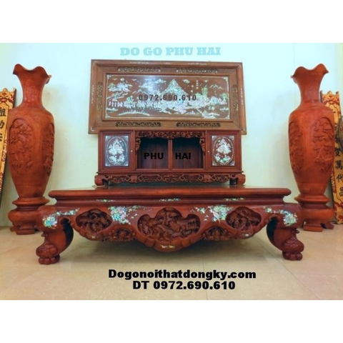 Sập gụ đẹp, Sập gụ ba bông khảm trai SG20