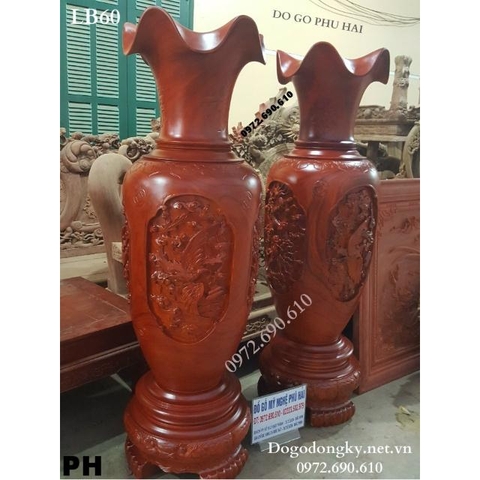 Lộc Bình Gỗ Hương Khủng Nguyên Khối, Đôi Lọ Lộc Bình Đẹp LB60