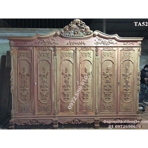 Tủ Quần Áo Gỗ Hương 5 Buồng 6 Cánh Bán Tại TP Hà Nội TA52